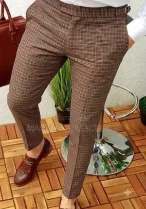 Men’s Stylish Plaid Slim-Fit Trousers