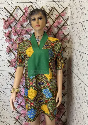 Beautiful Green Multicolored Ankara African Print Design Bubu Dress
