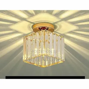 Gold Square LED Crystal Flush Mount Ceiling Light
