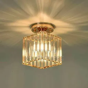 Gold Square LED Crystal Flush Mount Ceiling Light