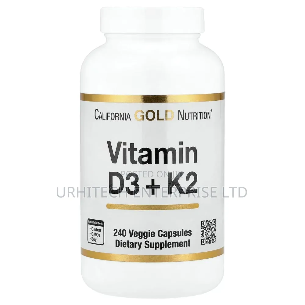 California Gold Nutrition Vitamin D3+ K2, 240 Veggie Capsules