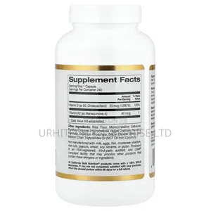 California Gold Nutrition Vitamin D3+ K2, 240 Veggie Capsules