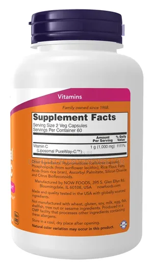 NOW Foods Liposomal Vitamin C 120Veg Capsules  Fat-Soluble Delivery