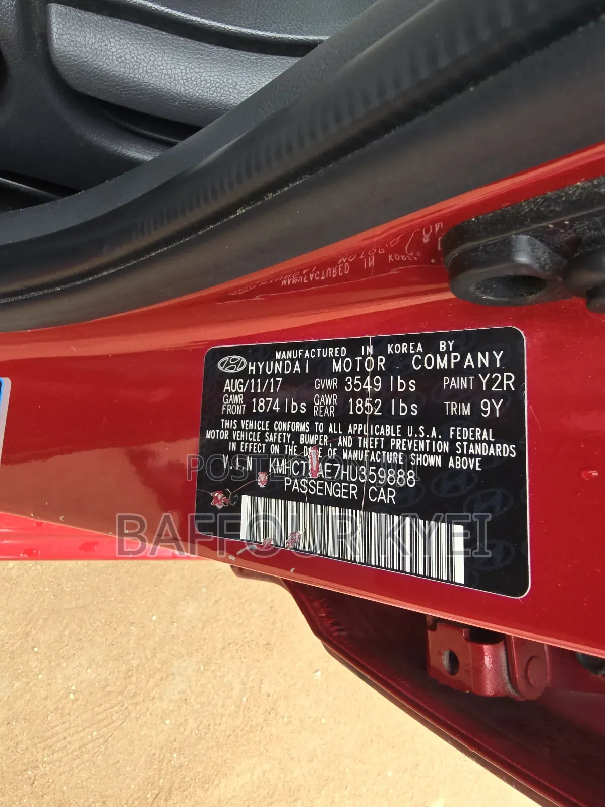 Hyundai Accent SE Hatchback 2017 Red