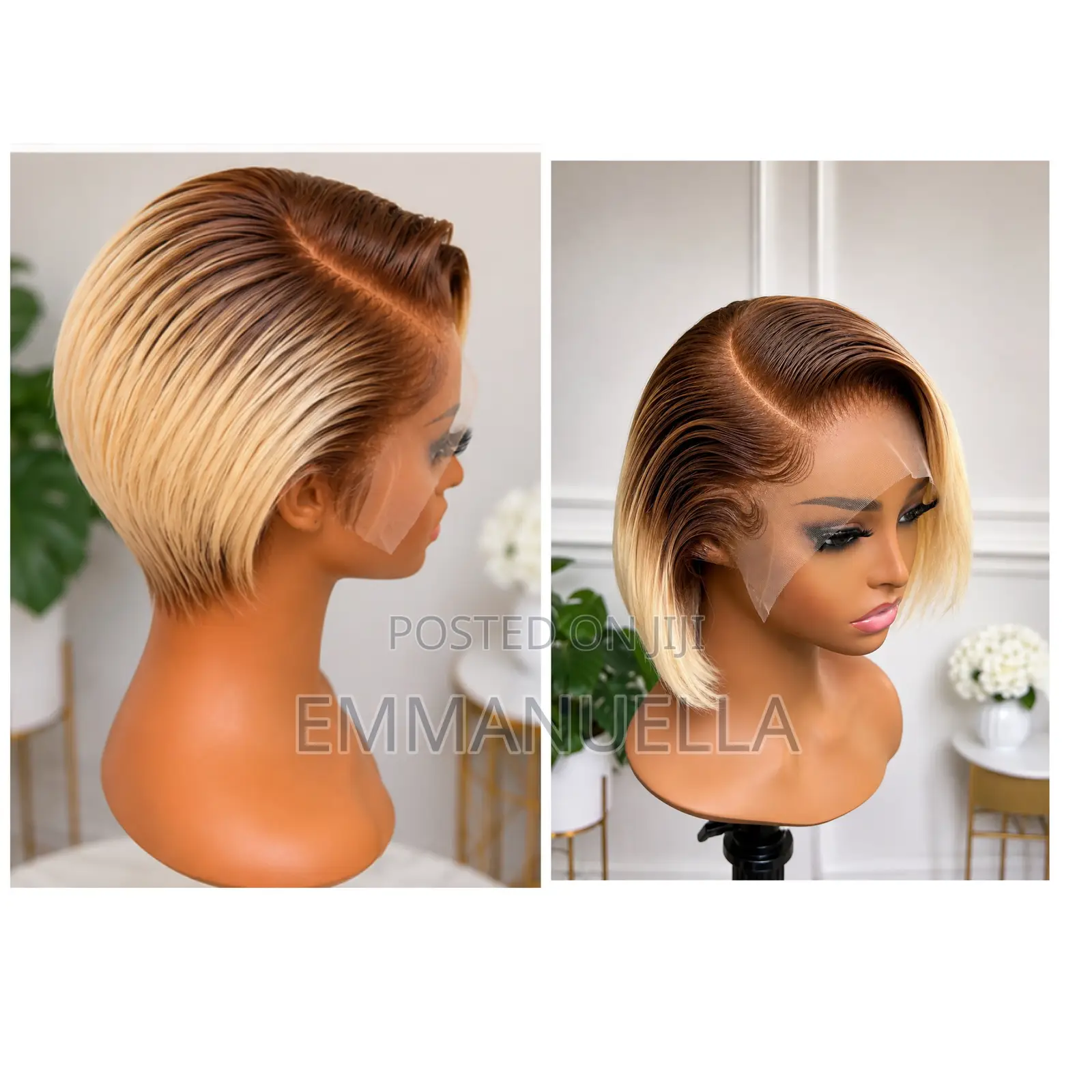 Luxury 100% Human Hair Ombré Pixie Cut HD Lace Wig.