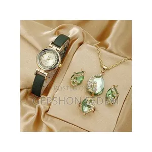4-in-1 Women’s Watch + Necklace + Ring + Earrings Set