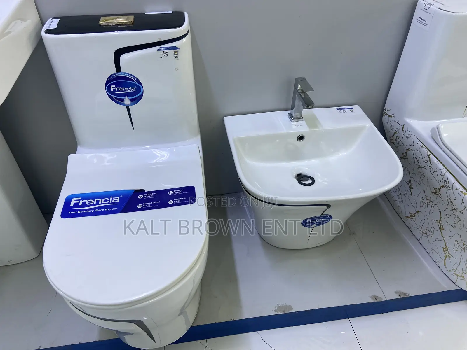Frencia Luxury Ceramic Water Closet Toilet & Matching Wash Basin Set