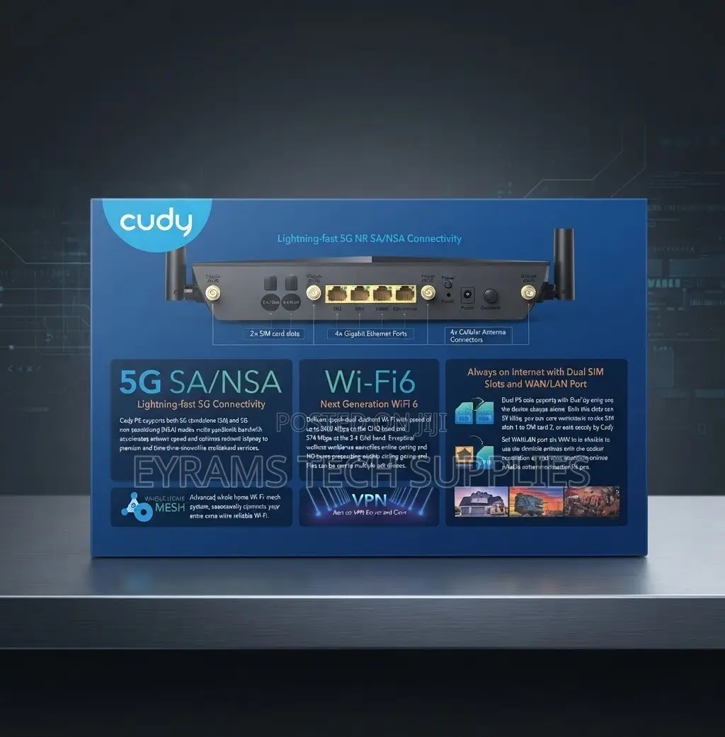 Cudy SA/NSA 5G NR AX3000 Wi-Fi 6 Router Model P5 Dual Nano SIM Slots