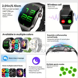 2.01" Curved Screen Smartwatch Men, Women, Bt Call,