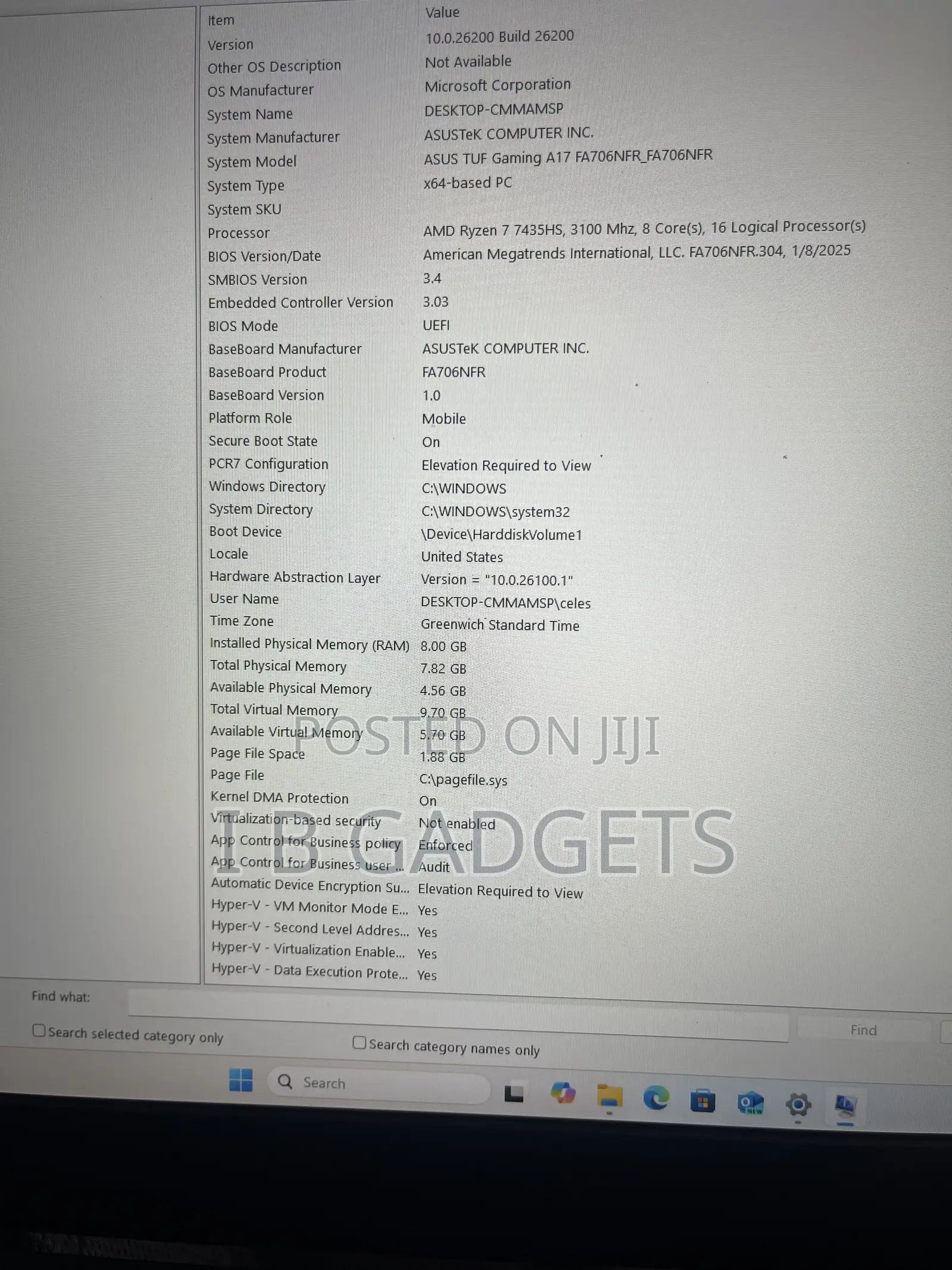 Laptop Asus TUF Gaming A17 8GB AMD Ryzen 7 SSD 512GB