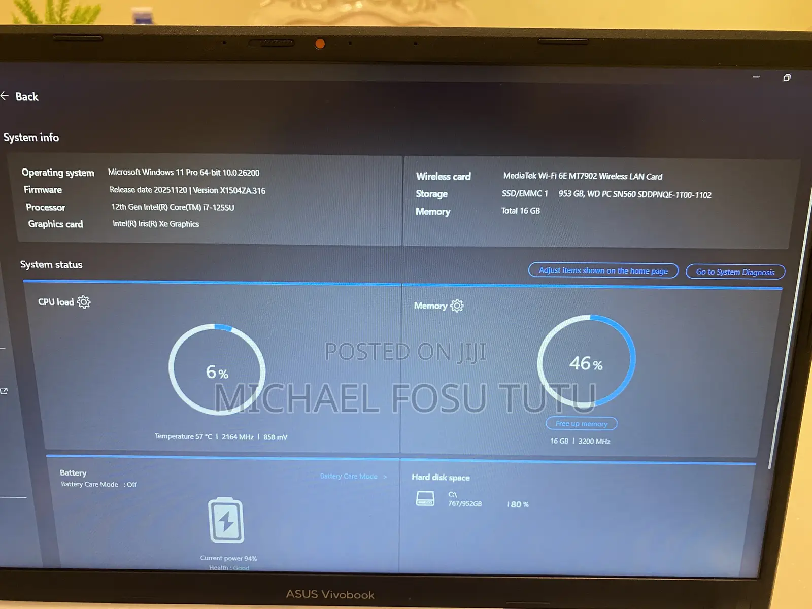 Laptop Asus Vivobook 15 16GB Intel Core i7 SSD 1T