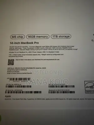 New Laptop Apple MacBook Pro 16GB Apple M5 SSD 1T