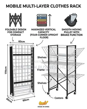 Foldable Floor Moving Clothes Hanger