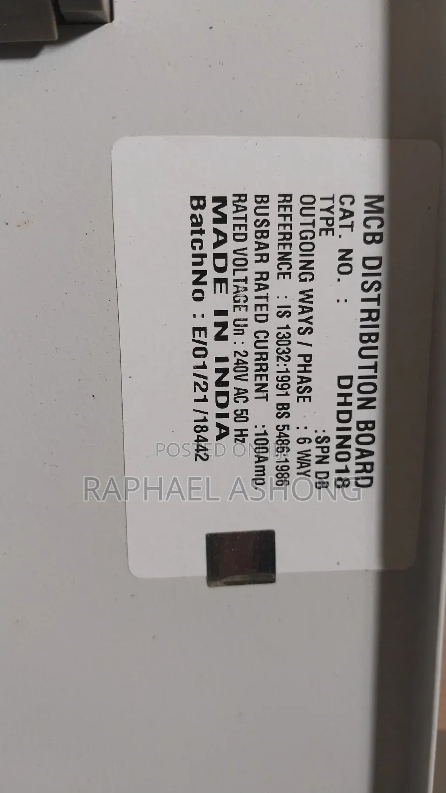 4Way SPN Distribution Board