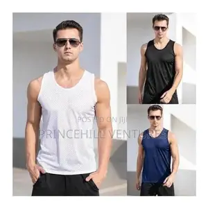 Men’S Lightweight Mesh Cotton Singlet / Vest– Breathable