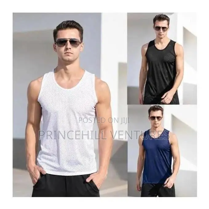 Men’S Lightweight Mesh Cotton Singlet / Vest– Breathable