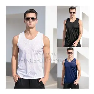 Men’S Lightweight Mesh Cotton Singlet / Vest– Breathable
