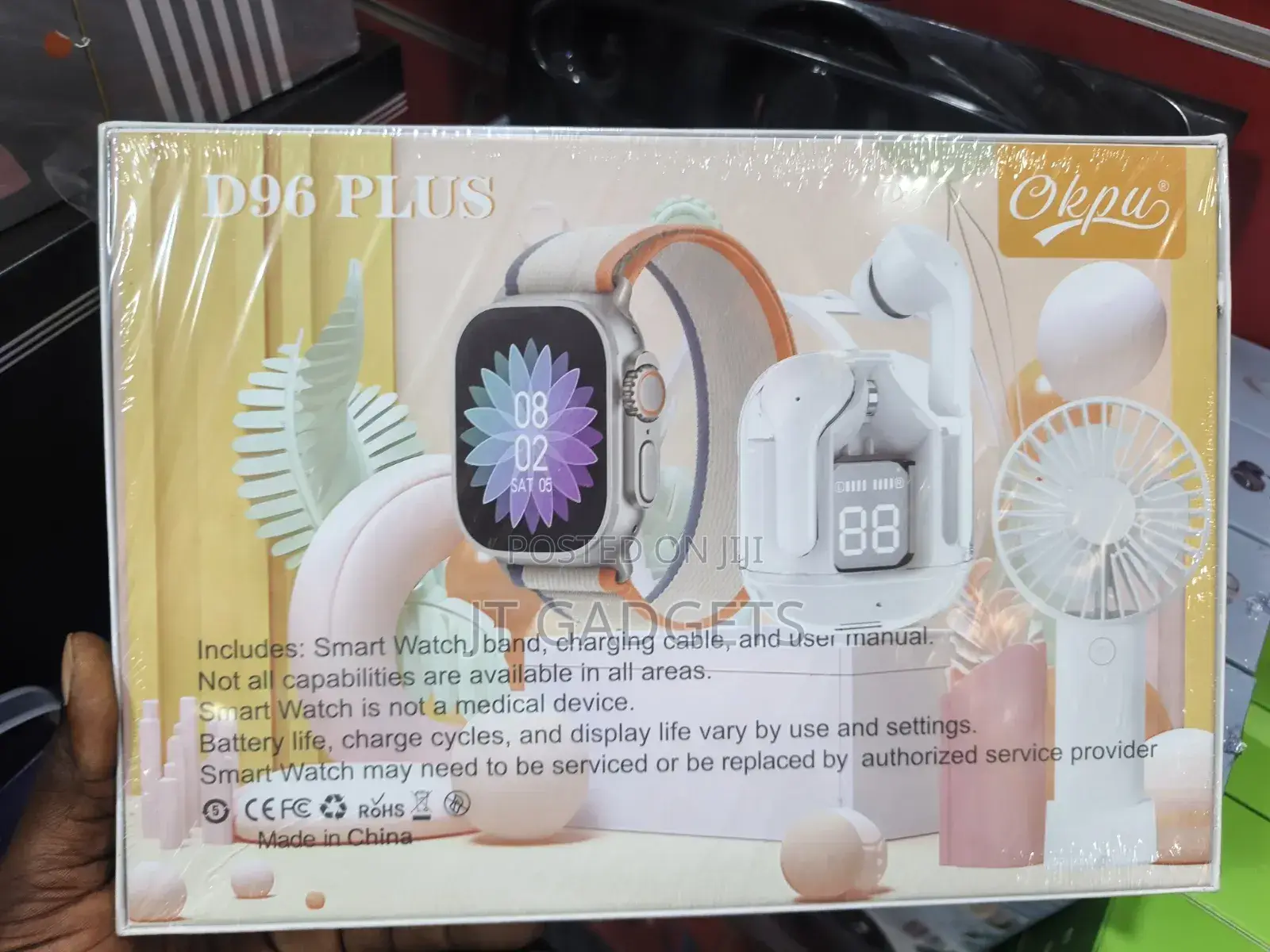 Okpu D96 Plus Smart Watch Bundle — A Complete 3-in-1 Combo!
