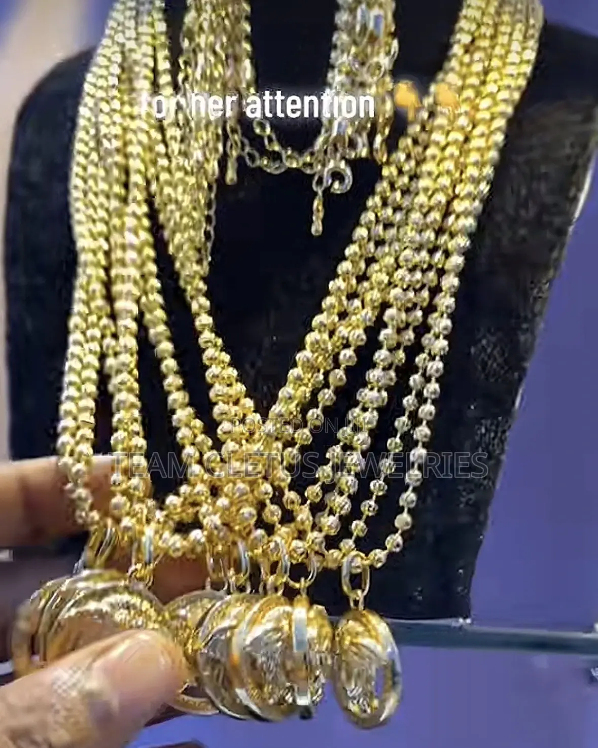 Gold Plated Diamond Cut Necklace and Bracelet