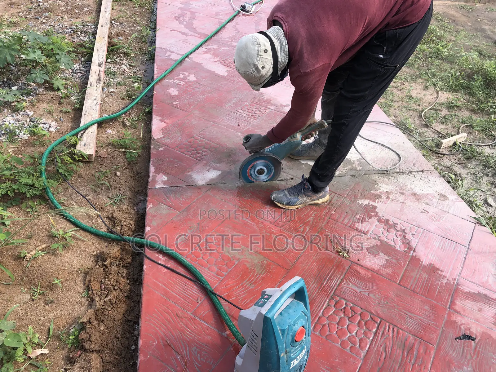 Brick Red Stamped Concrete