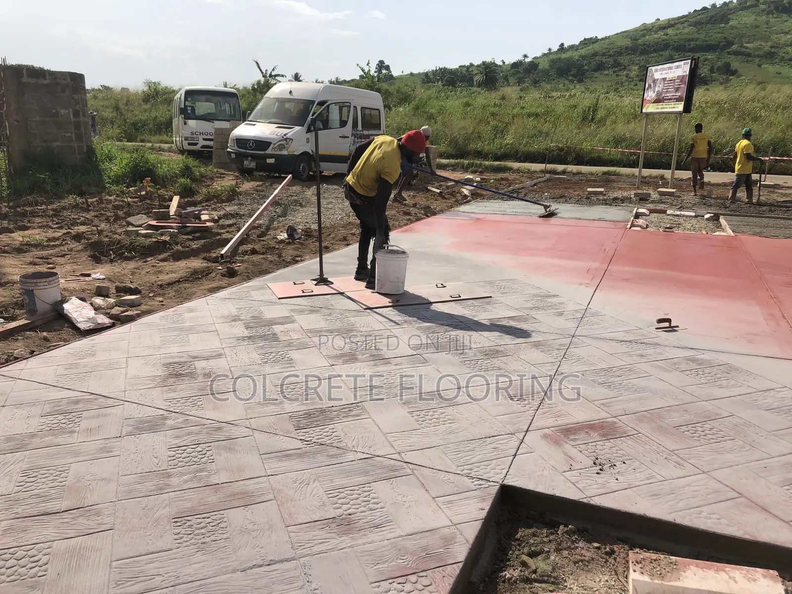 Brick Red Stamped Concrete