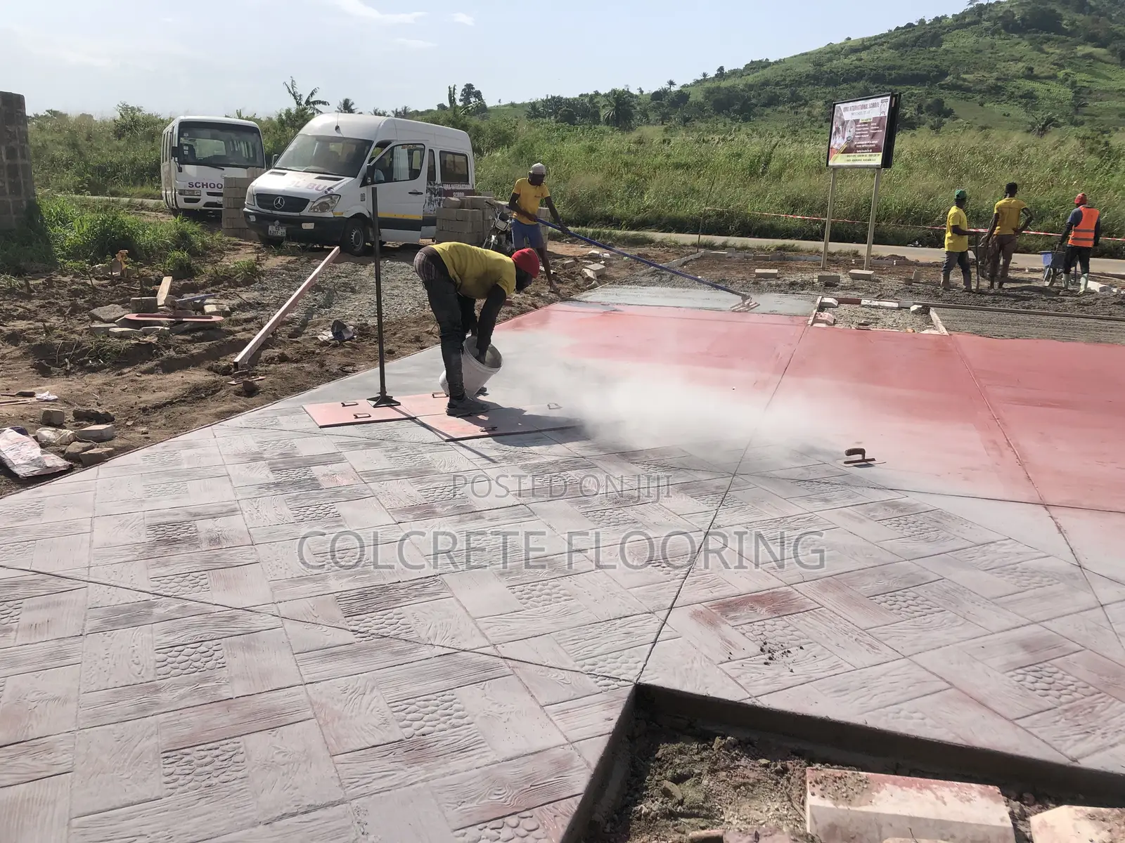 Brick Red Stamped Concrete