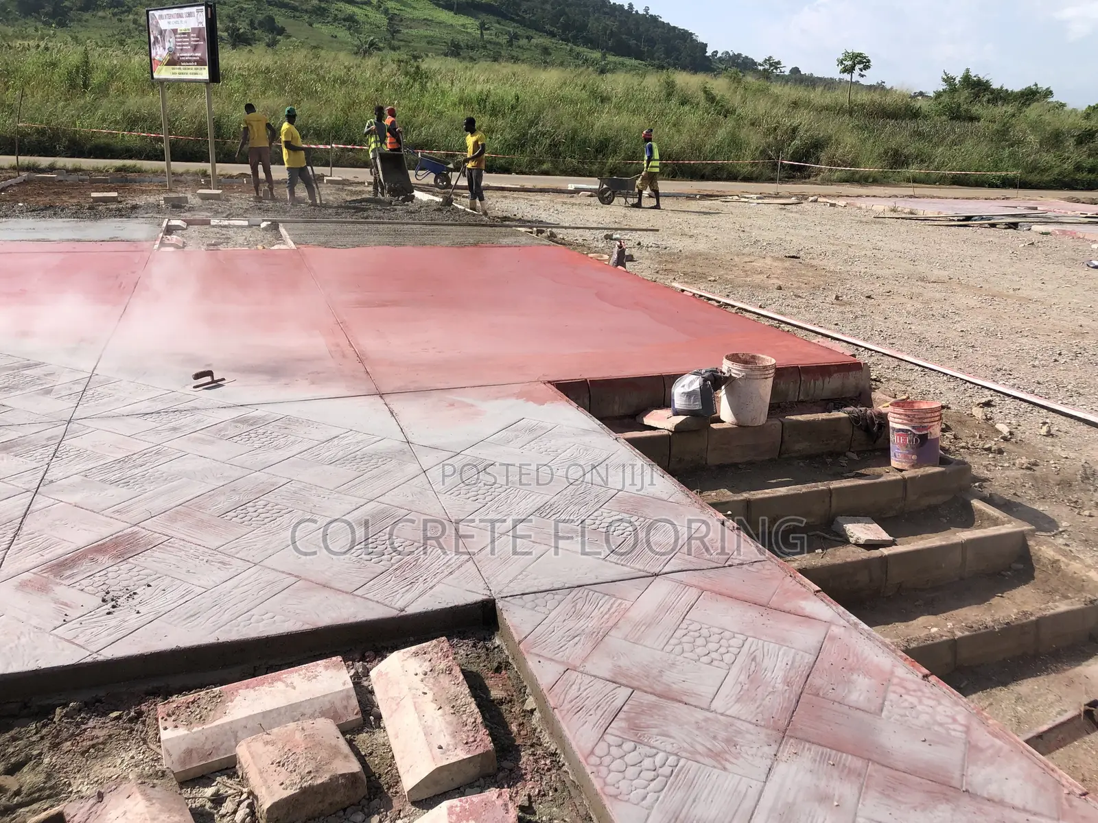 Brick Red Stamped Concrete