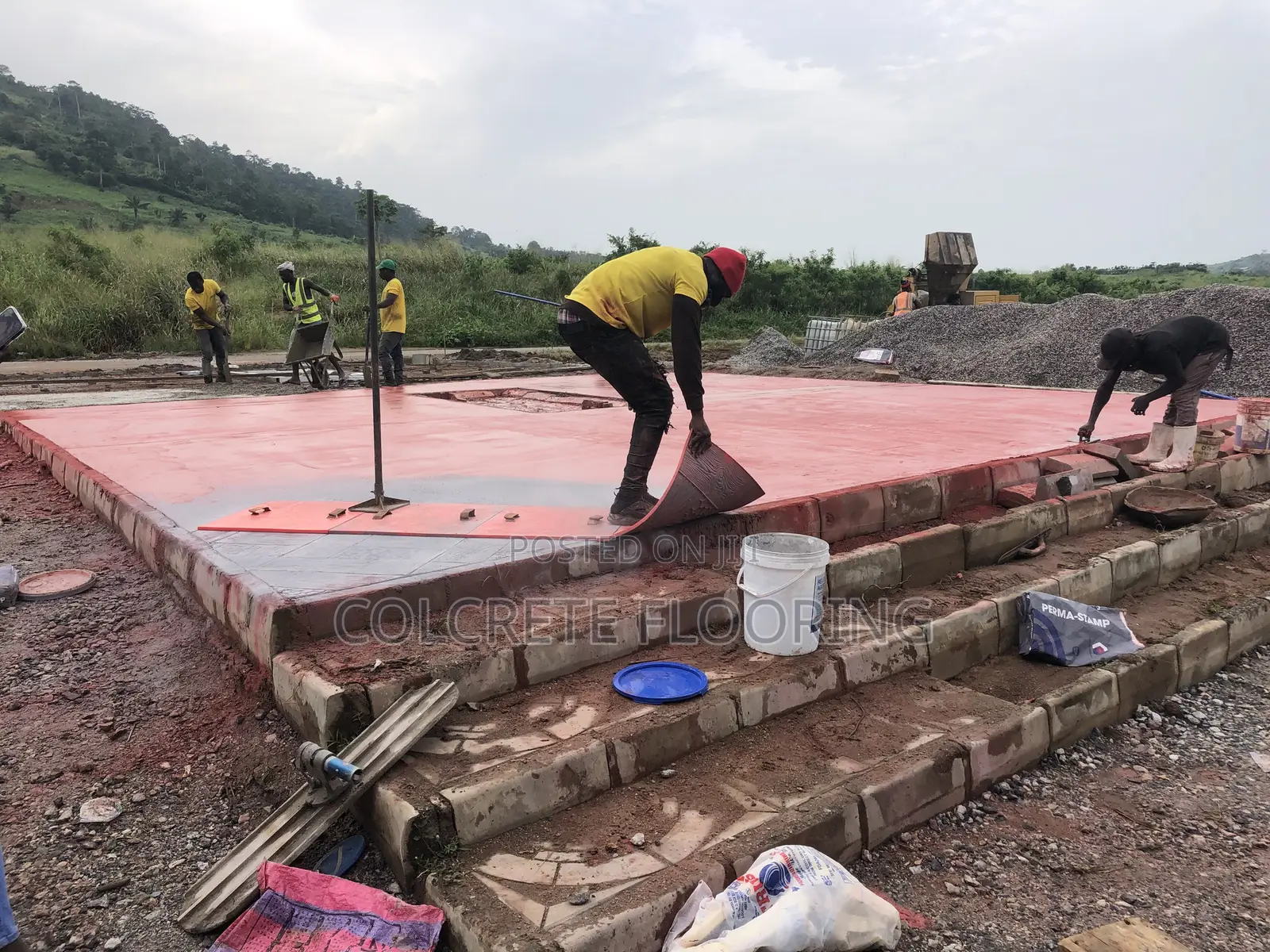 Brick Red Stamped Concrete