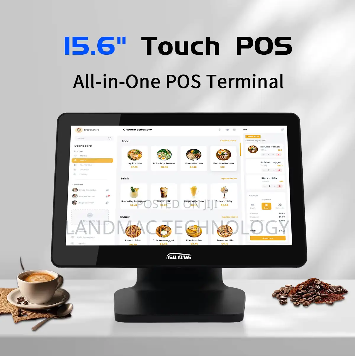 LandMac Large Display Double Screen POS Terminal 15.6