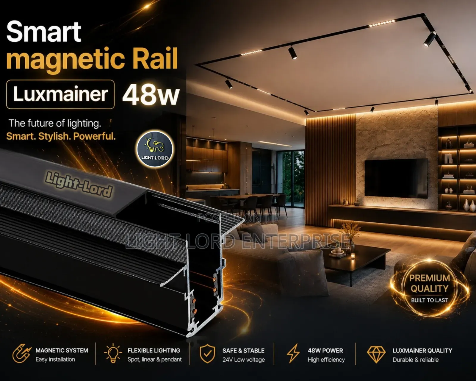 Splendid Metallic  Rescessed Magnetic Track Bar 3M