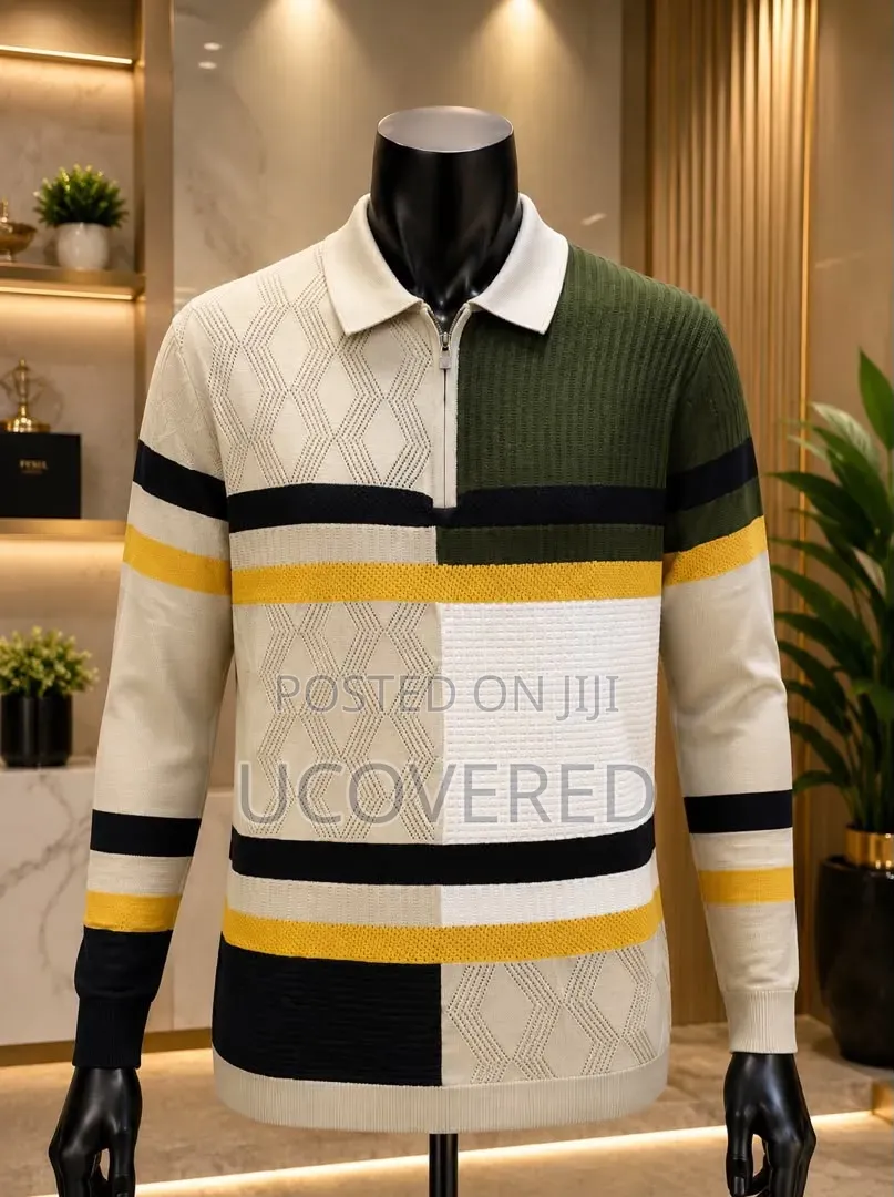 Men's Long-Sleeve Quarter-Zip Knitted Polo Sweaters