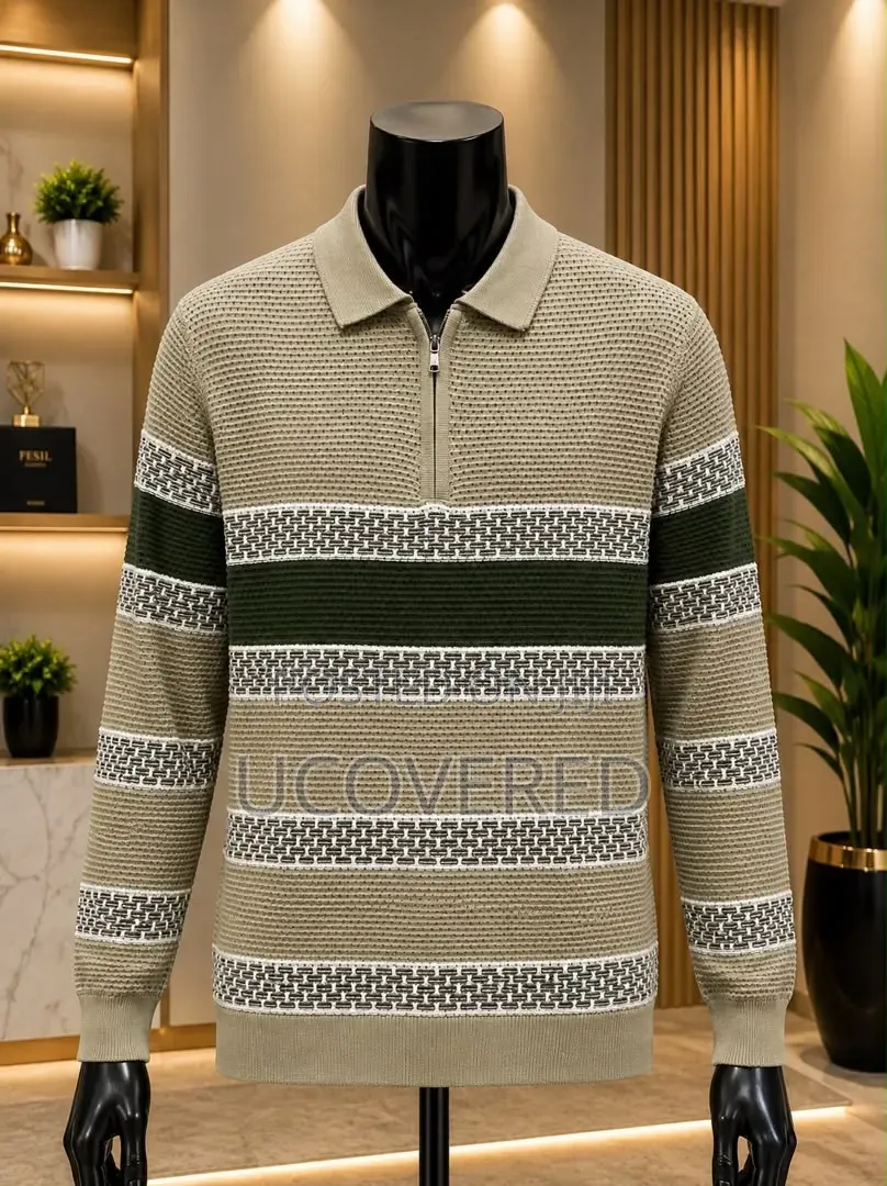 Men's Long-Sleeve Quarter-Zip Knitted Polo Sweaters