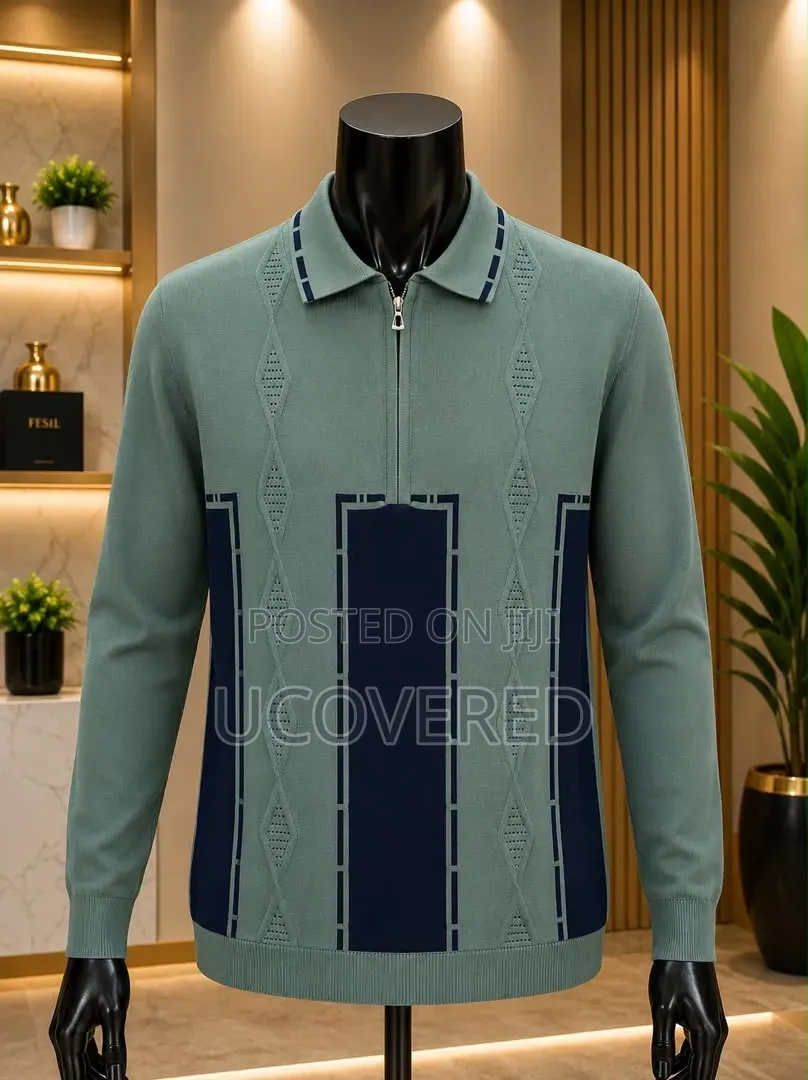 Men's Long-Sleeve Quarter-Zip Knitted Polo Sweaters