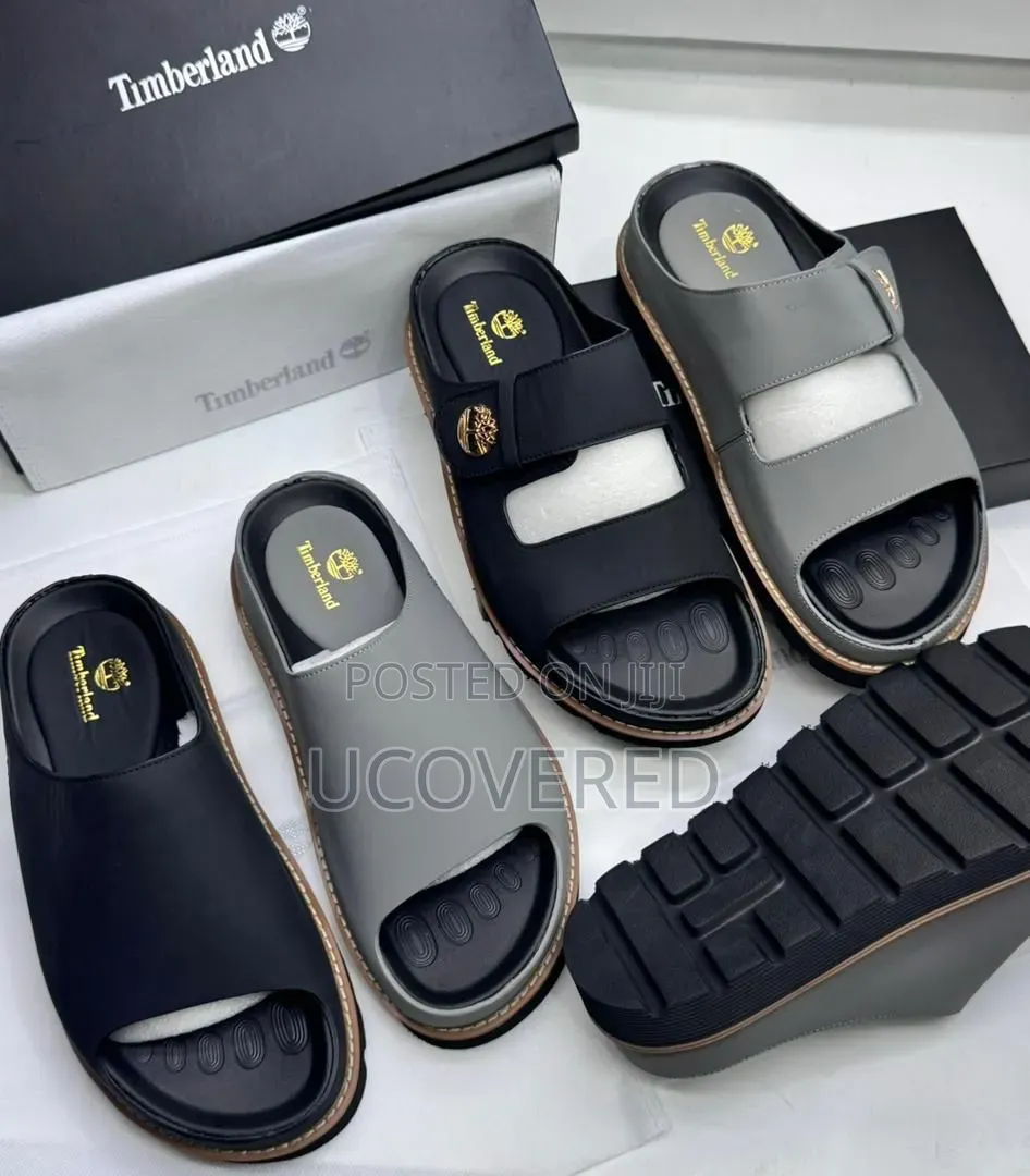 Timberland-Branded Men's Double-Strap Leather Slide Sandals