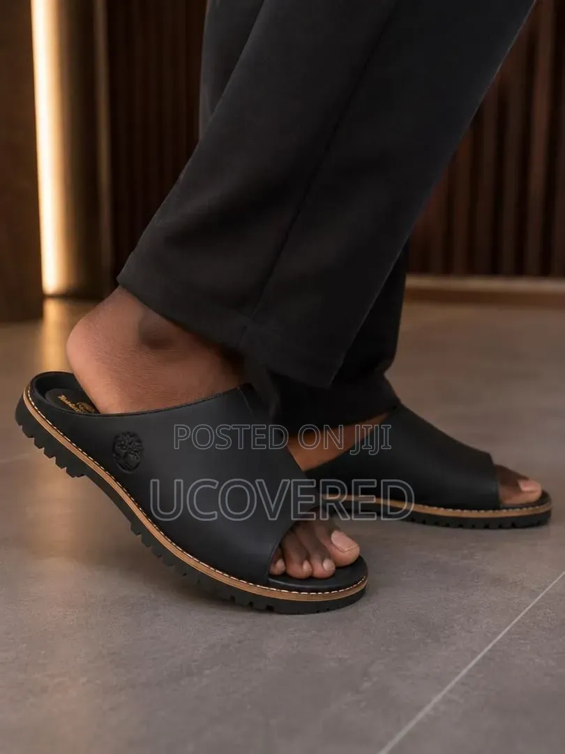 Timberland-Branded Men's Double-Strap Leather Slide Sandals