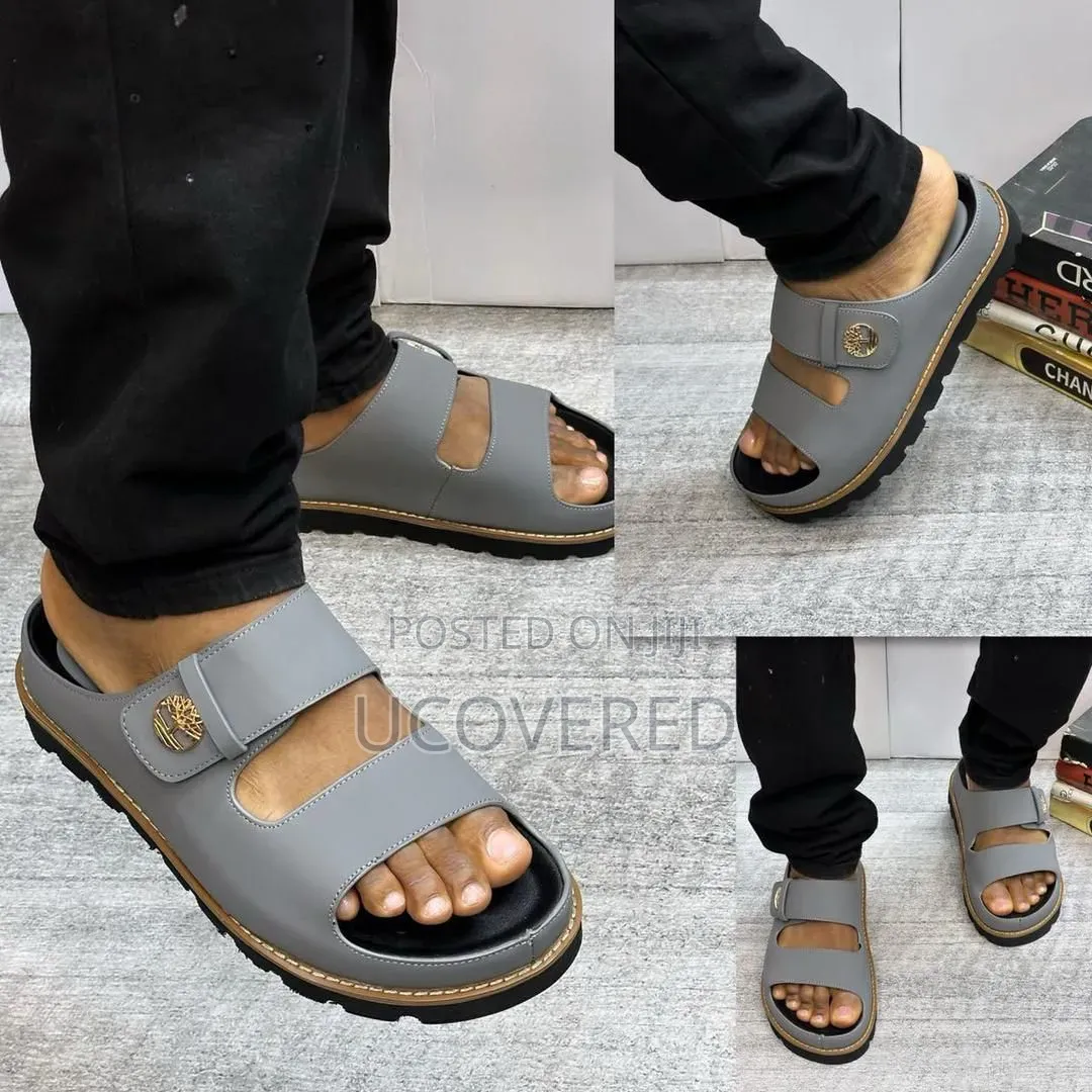Timberland-Branded Men's Double-Strap Leather Slide Sandals