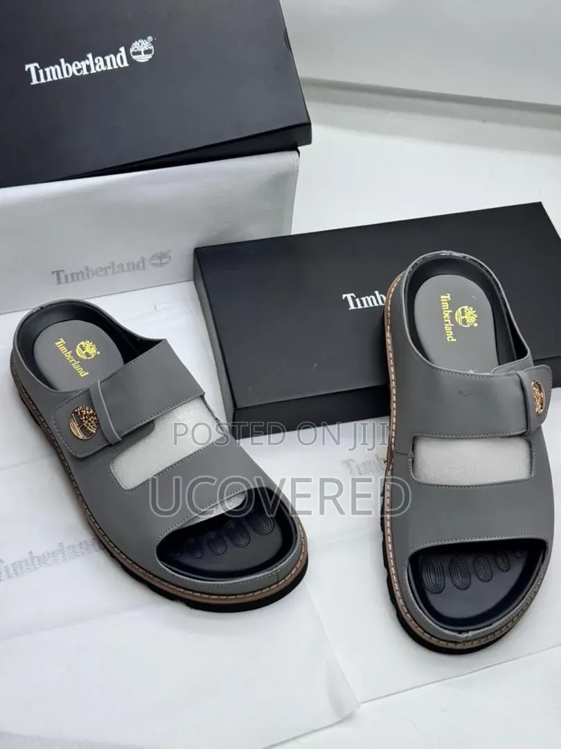 Timberland-Branded Men's Double-Strap Leather Slide Sandals