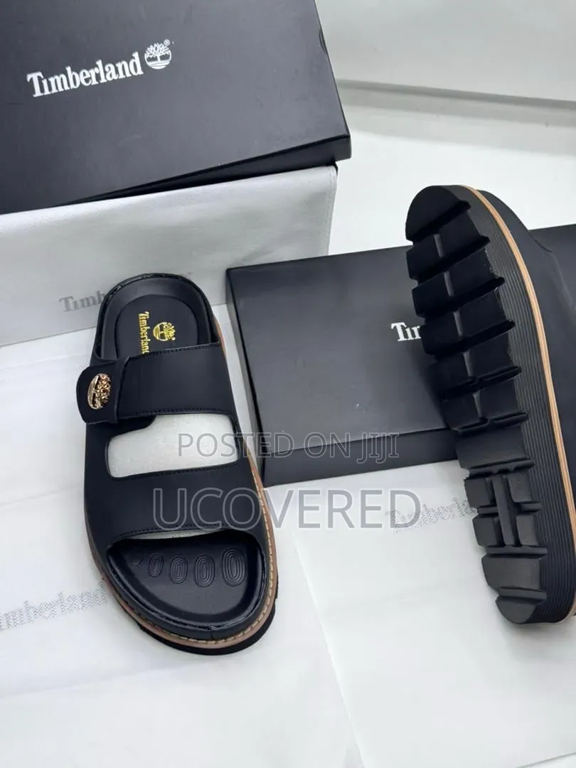 Timberland-Branded Men's Double-Strap Leather Slide Sandals
