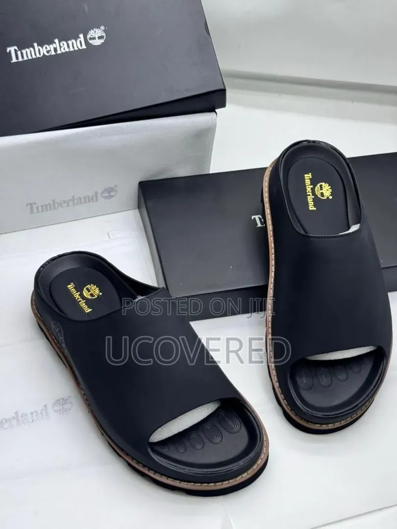 Timberland-Branded Men's Double-Strap Leather Slide Sandals