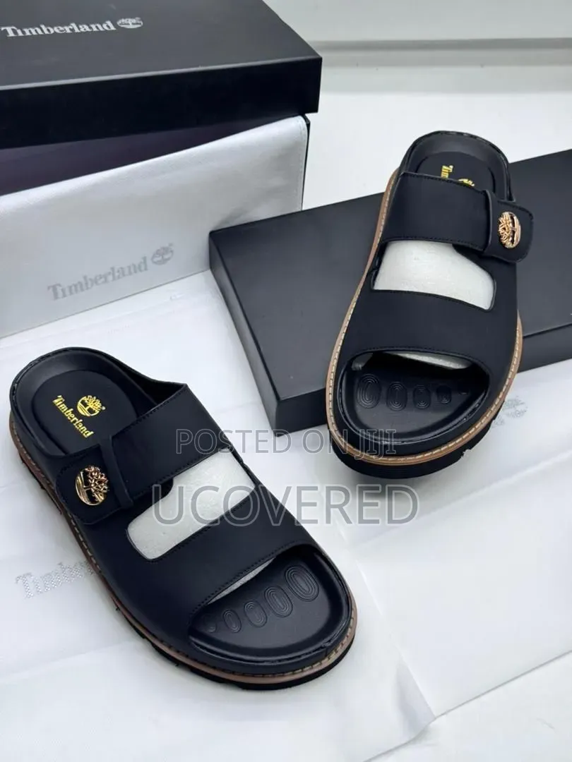 Timberland-Branded Men's Double-Strap Leather Slide Sandals