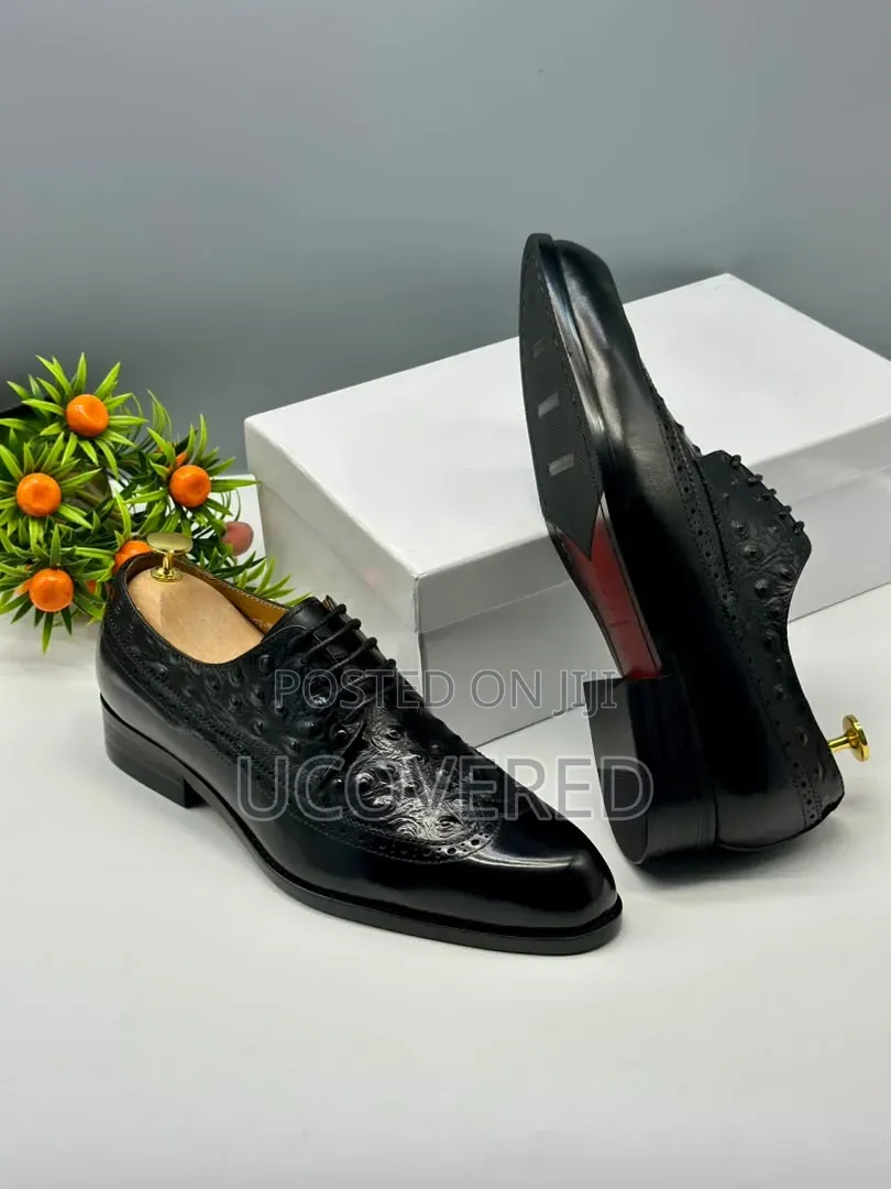 Berluti Black Leather Oxford/Derby Dress Shoes