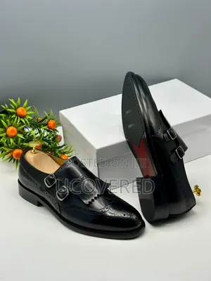 Berluti Black Leather Kiltie Double Monk Strap Shoes