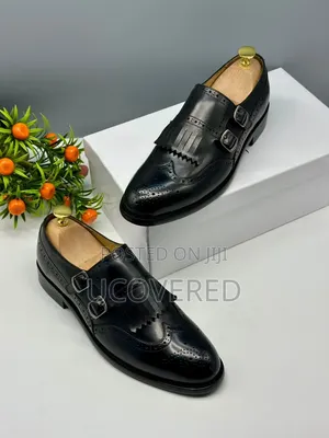 Berluti Black Leather Kiltie Double Monk Strap Shoes