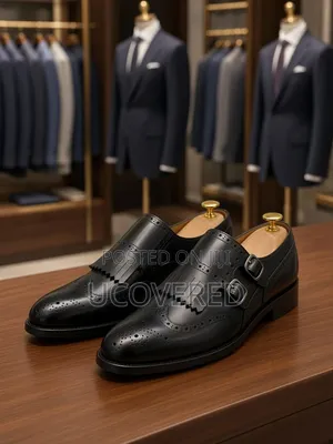 Berluti Black Leather Kiltie Double Monk Strap Shoes