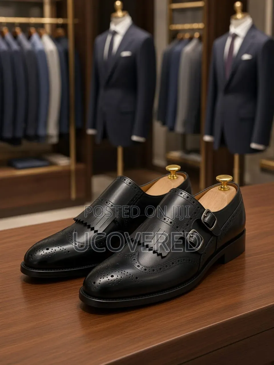Berluti Black Leather Kiltie Double Monk Strap Shoes