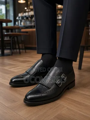 Berluti Black Leather Kiltie Double Monk Strap Shoes