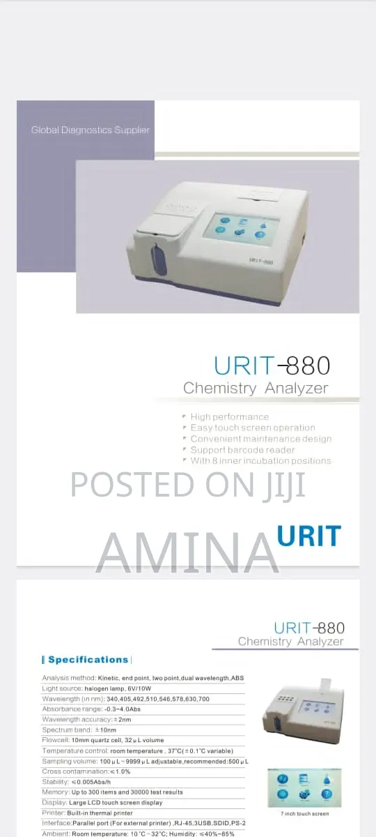 Urit Semi Automated Chemistry Analyser