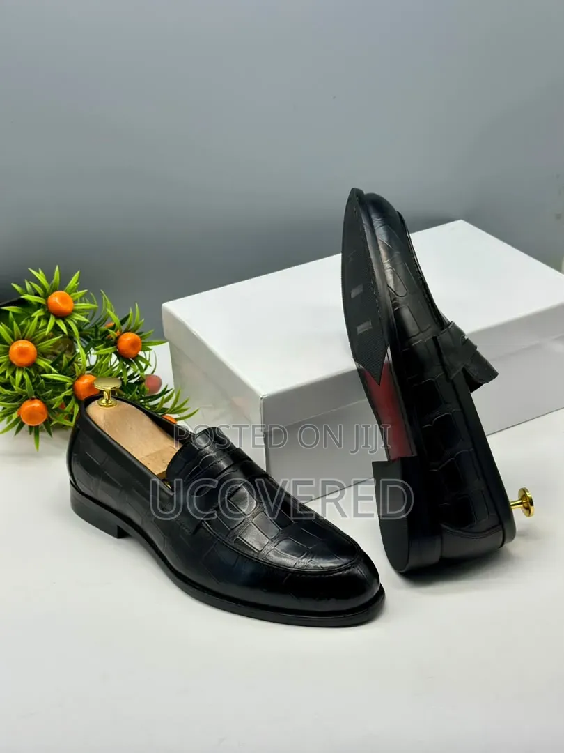 Berluti Black Crocodile-Embossed Leather Penny Loafers
