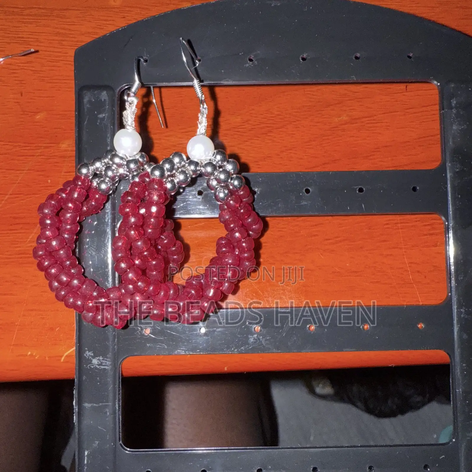 Handmade Beaded Hoop Earrings