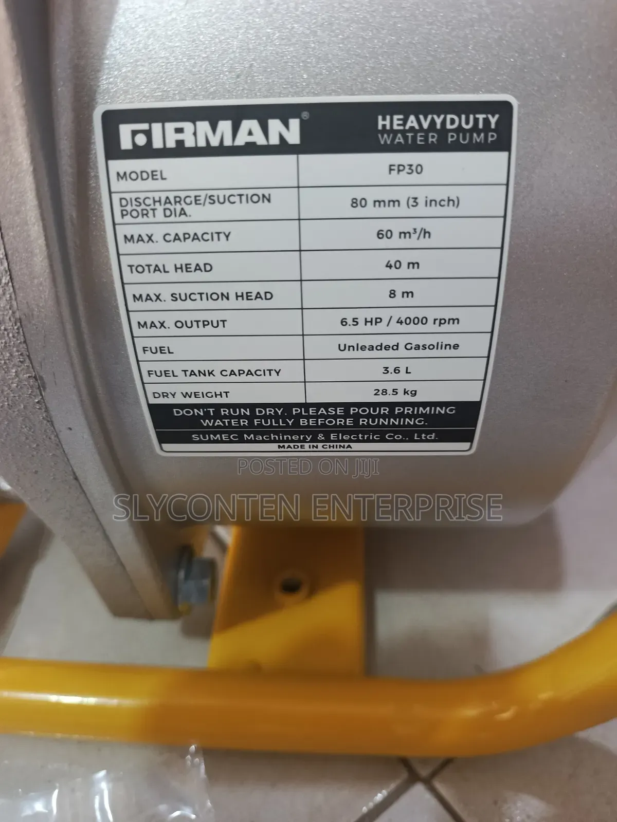 Firman 6.5hp Water Pump (3" Petrol)